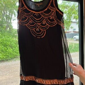 Michael Stars gold and black Embellished Sleeveless dress